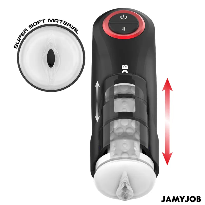 masturbateur automatique homme silicone noir rouge cinq modes aspiration rechargeable puissant moteur médical doux soyeux hygiénique