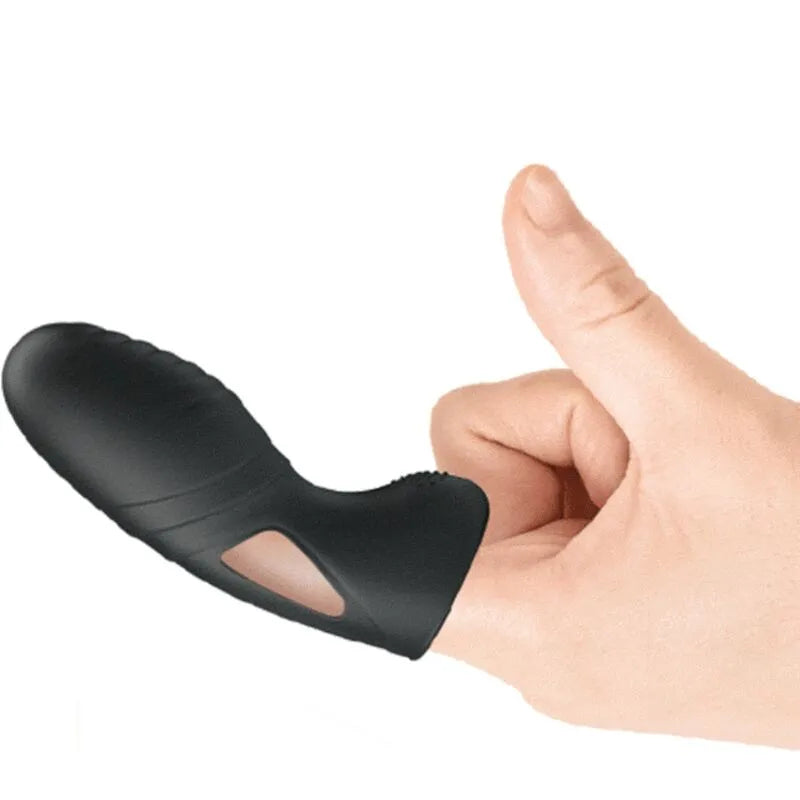 Vibromasseur doigt silicone noir stimulation clitoridienne jeux couple mamelons