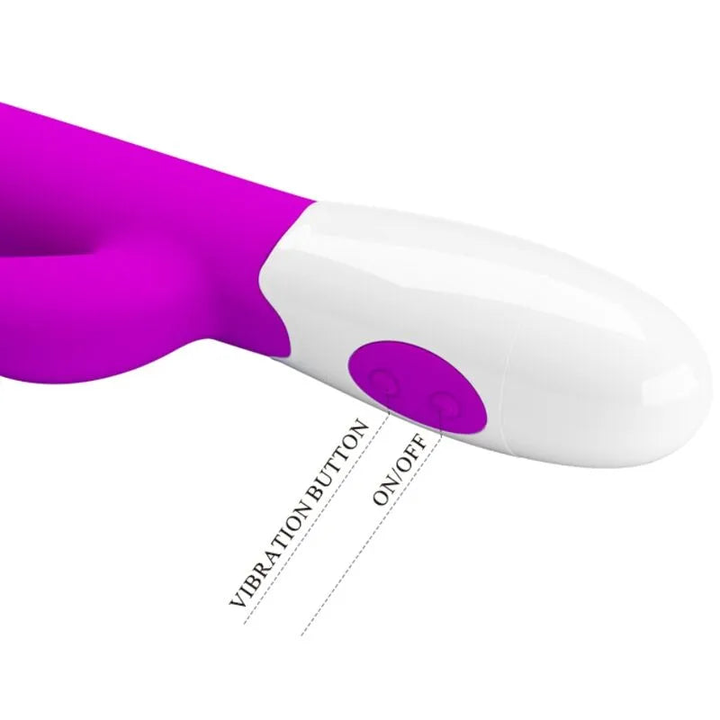 Vibromasseur rabbit silicone violet 30 fonctions clitoris boîte à jouets AAA