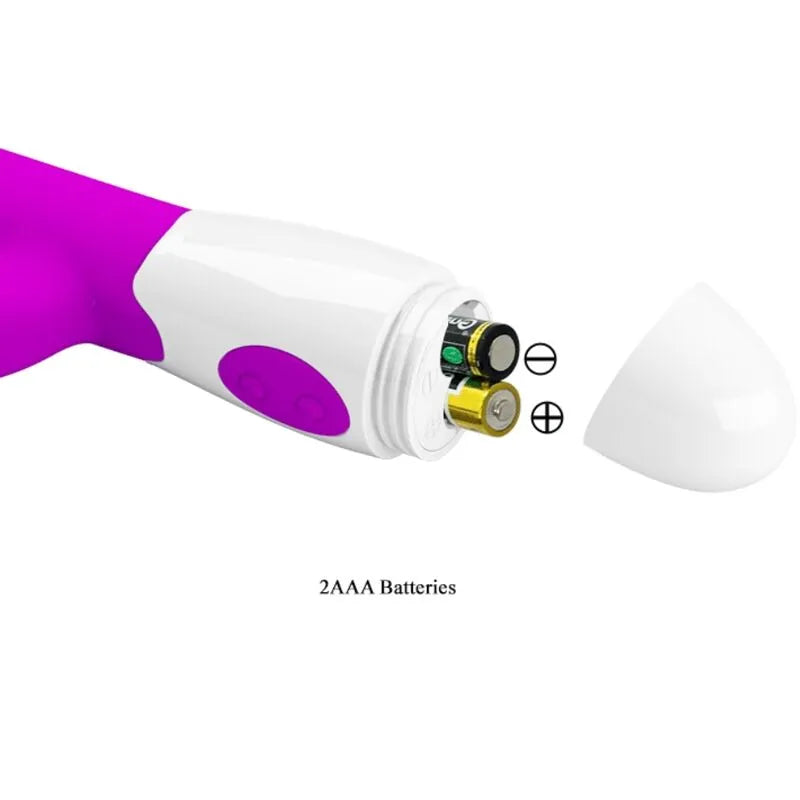 Vibromasseur rabbit silicone violet 30 fonctions clitoris boîte à jouets AAA