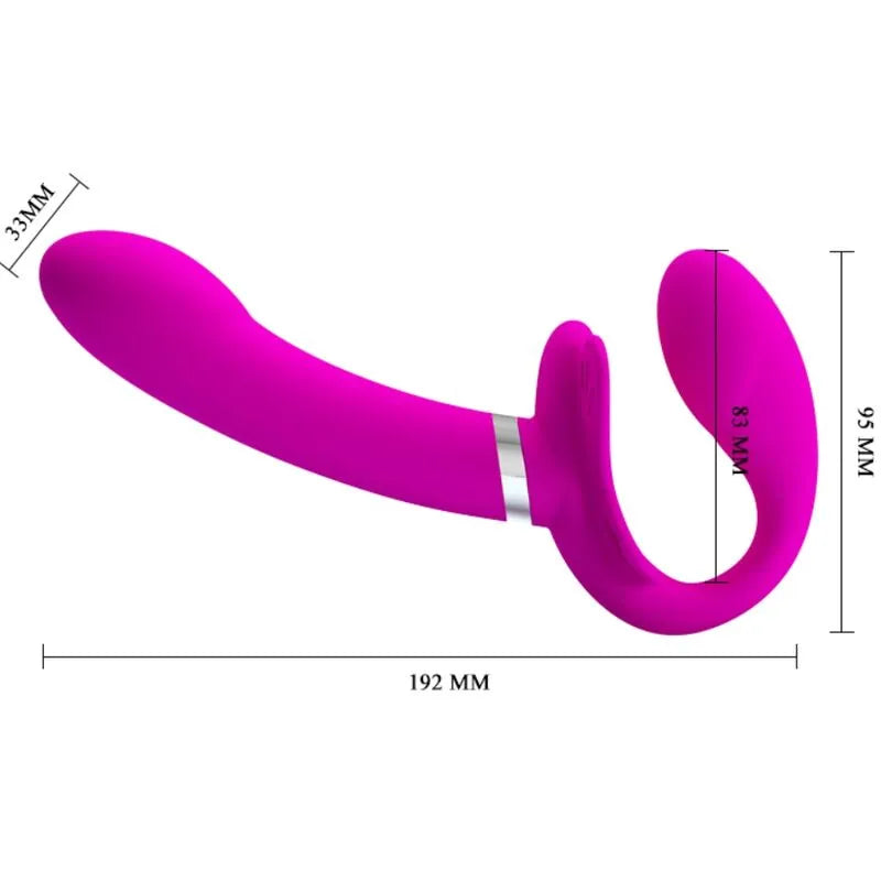 Gode-ceinture vibrant sans bretelles rose en silicone, rechargeable, 12 modes, design ergonomique pour couples.