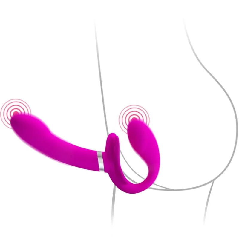Gode-ceinture vibrant rose sans bretelles en silicone, forme ergonomique, 12 modes, pour couples, rechargeable.