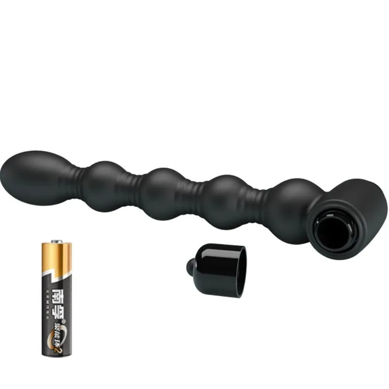 plug anal vibrant silicone noir dix fonctions débutants professionnels ergonomique poignée insertion confortable doux sûr pile AAA