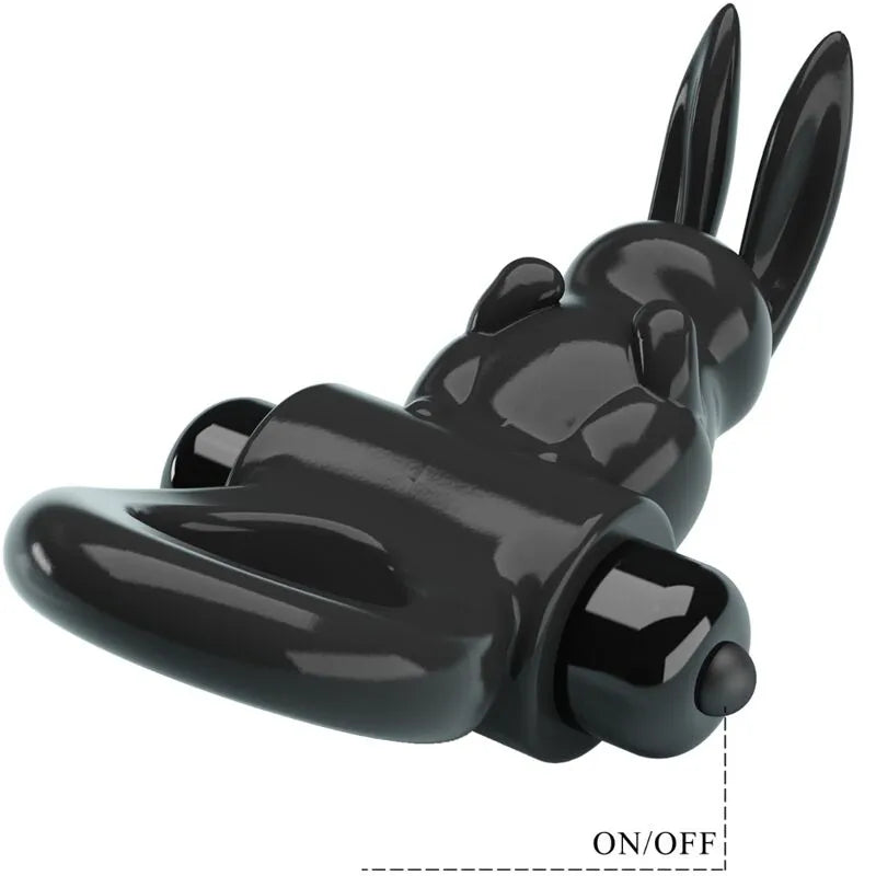 Anneau pénien vibrant noir avec oreilles de lapin, 10 vibrations, stimulation clitoridienne, design ergonomique.
