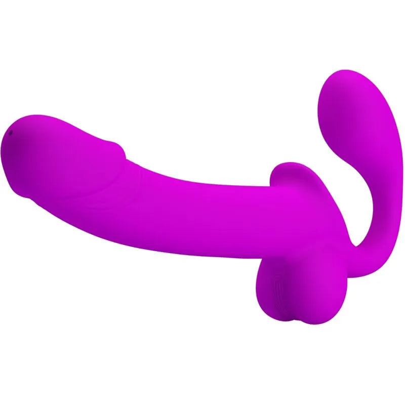 gode ceinture sans bretelles silicone doux hypoallergénique étanche jet éjaculation réaliste stimulation simultanée double ergonomique violet