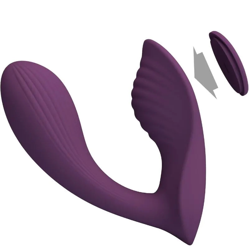 Vibromasseur silicone double moteur violet application mobile contrôle distance