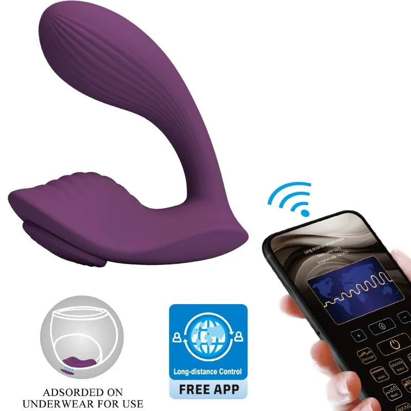 Vibromasseur silicone double moteur violet application mobile contrôle distance