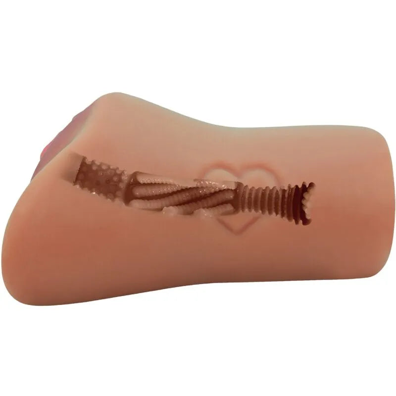 Vagin et anus écarlate réalistes en silicone, détails peints à la main, forme de cœur, pour expérience immersive.