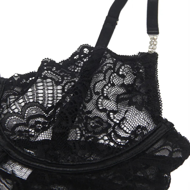 Babydoll dentelle noire Subblime, bretelles réglables, grande taille, design élégant et séduisant, lingerie féminine.