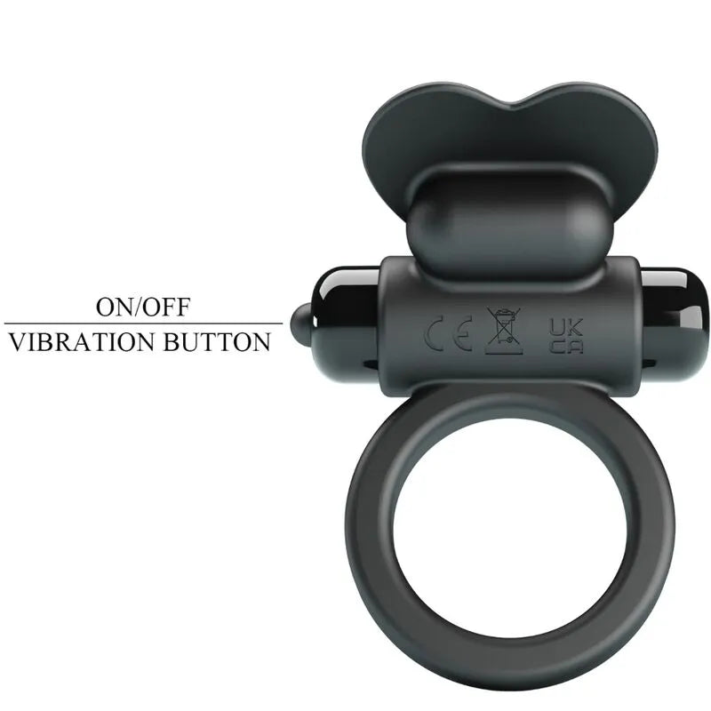 Anneau pénien rabbit noir en silicone avec 10 modes de vibration, stimulation clitoridienne, design ergonomique.