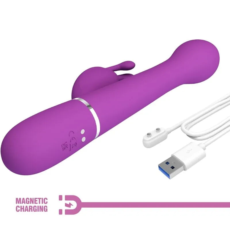 Vibromasseur silicone violet multifonction avec perles massage orgasme mixte