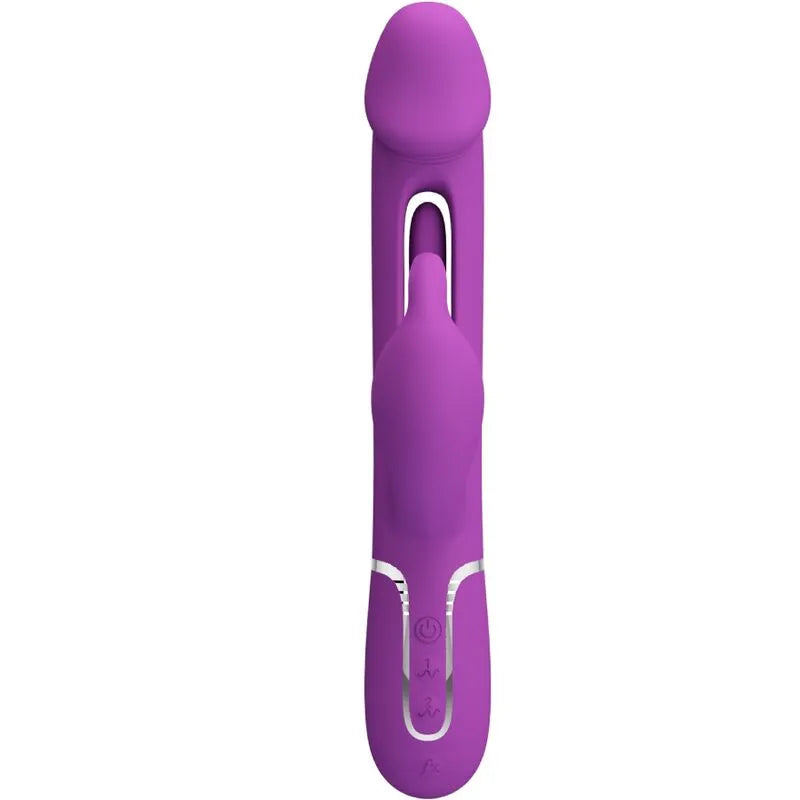Vibromasseur rabbit rechargeable silicone violet 7 fonctions 4 réglages léchage