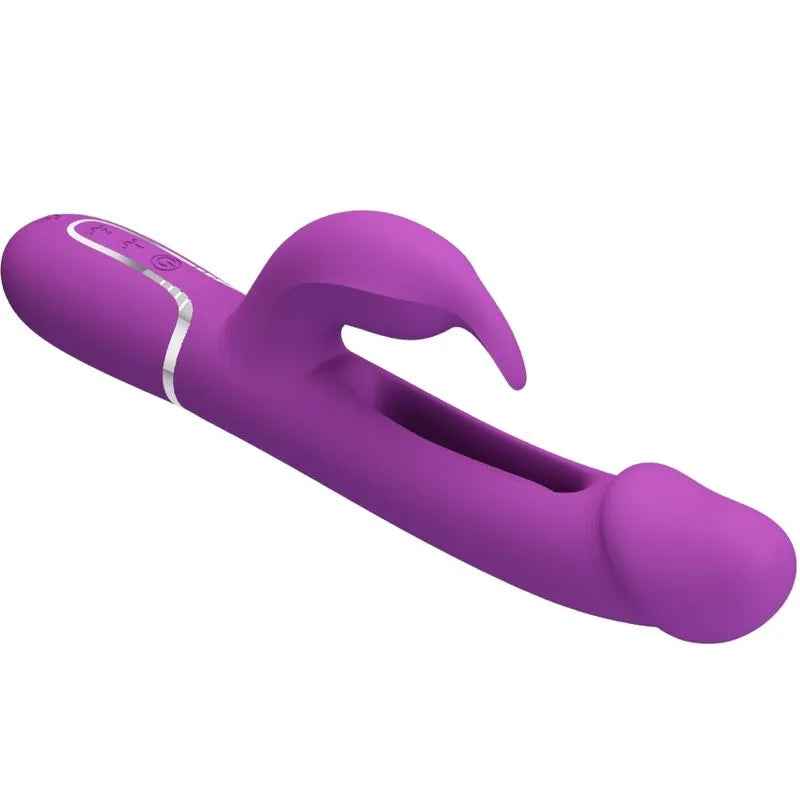 Vibromasseur rabbit rechargeable silicone violet 7 fonctions 4 réglages léchage