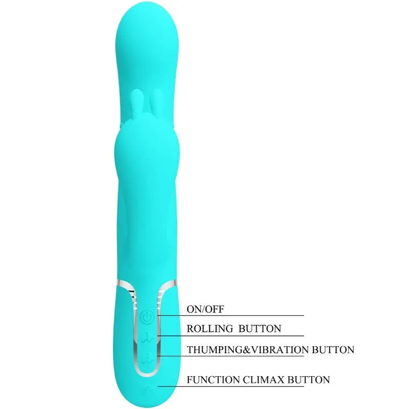 vibromasseur rabbit triple stimulation silicone vibrant rechargeable bleu