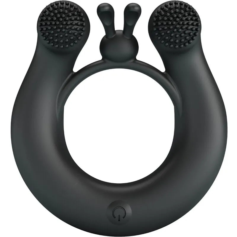 anneau vibrant silicone noir élégant rechargeable usb doux ergonomique mémoire douze modes vibrations intensité orgasme moteurs puissants