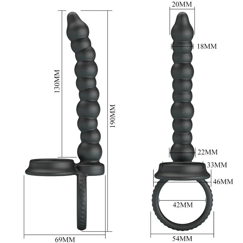 Anneau pénien noir en silicone vibrant, double moteurs, 12 modes, design ergonomique, stimulation clitoridienne.