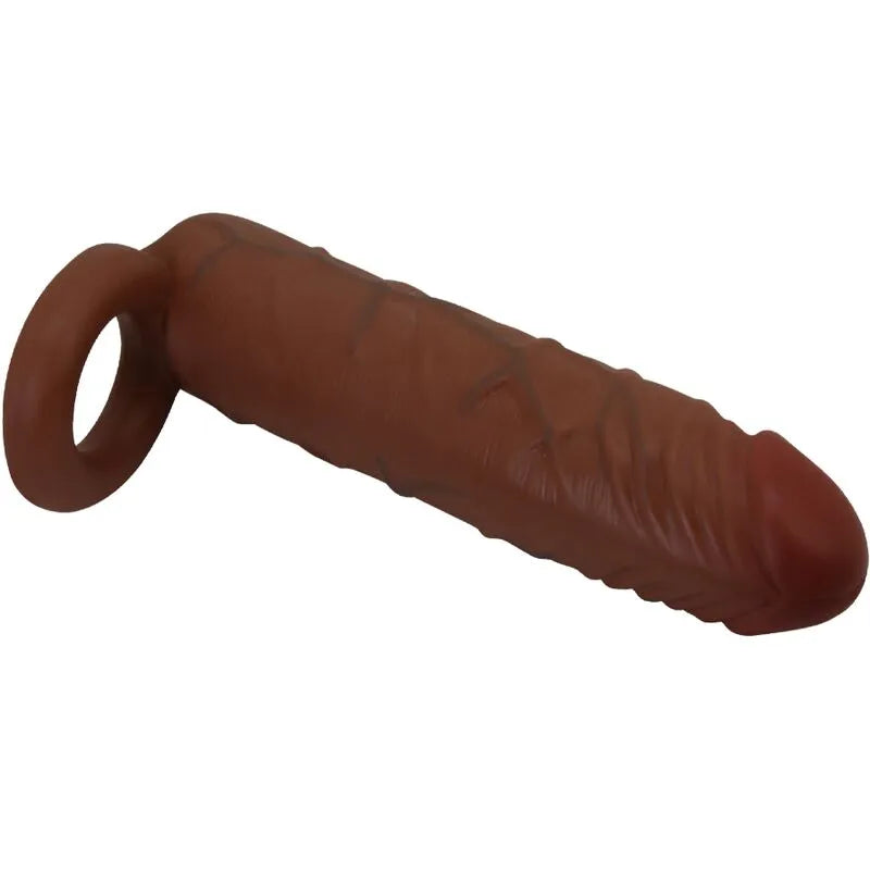 Anneau pénien et plug anal vibrant en silicone marron, design ergonomique, rechargeable, 12 modes de stimulation.