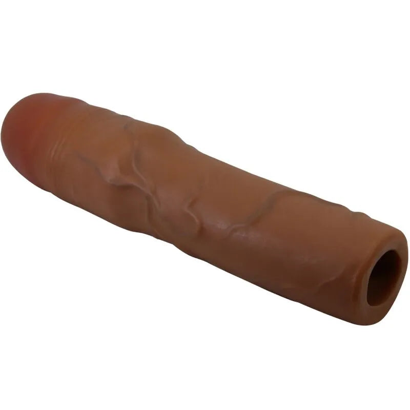 Extenseur pénis réaliste TPR veiné texturé, couleur chair, 7,6 cm, étanche, augmentation taille et circonférence.