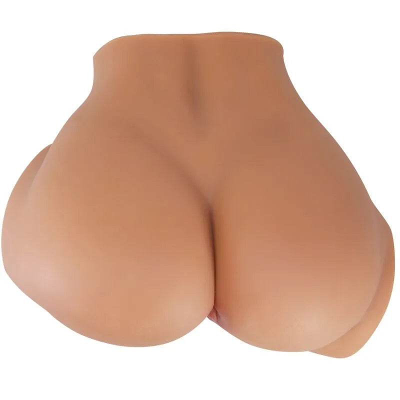 Demi-buste réaliste en silicone couleur chair avec deux canaux, fonction vibrante et télécommande incluse.