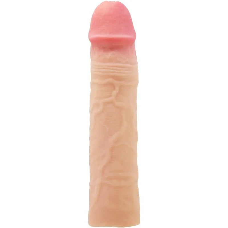 manchon pénis extension réaliste texturé veiné tête bulbeuse élastomère thermoplastique étanche durable canal lisse stimulation accrue sensations naturelles