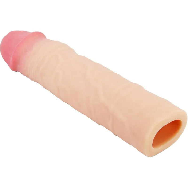 manchon pénis extension réaliste texturé veiné tête bulbeuse élastomère thermoplastique étanche durable canal lisse stimulation accrue sensations naturelles