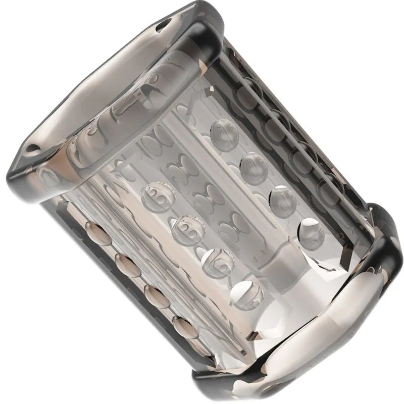manchon pénis texturé nodulé nervuré thermoplastique élastomère super extensible étanche transparent confortable adaptable antidérapant durable hypoallergénique flexible stimulant discret innovant