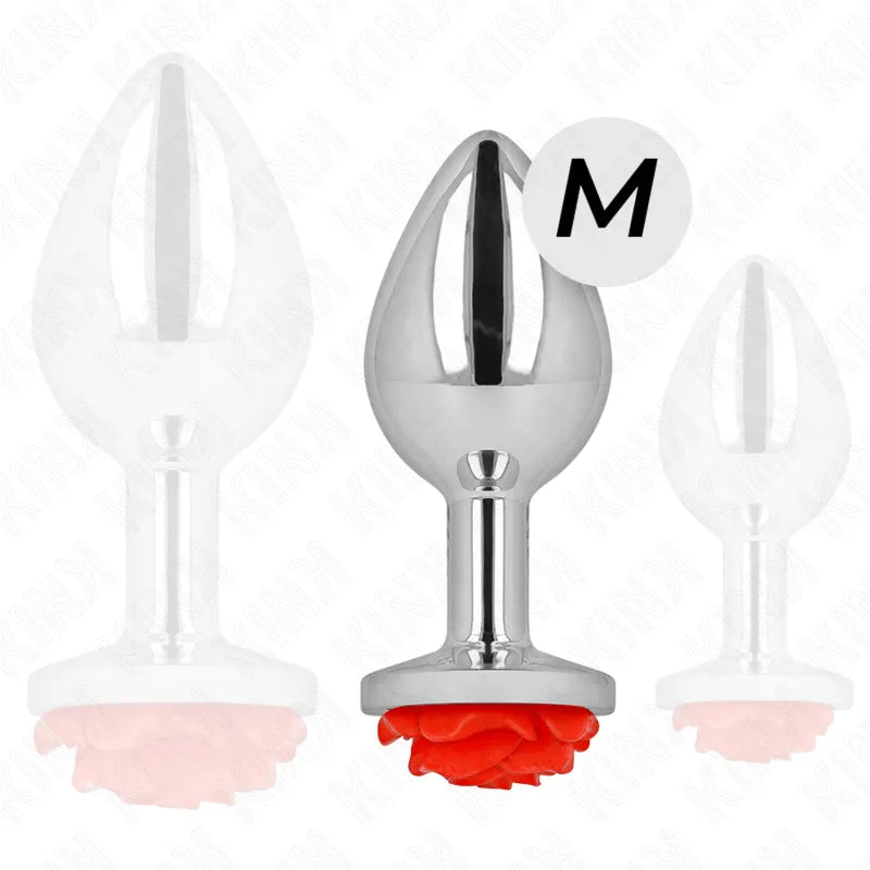 Plug anal métallique rose rouge élégant débutants connaisseurs acier inoxydable hypoallergénique