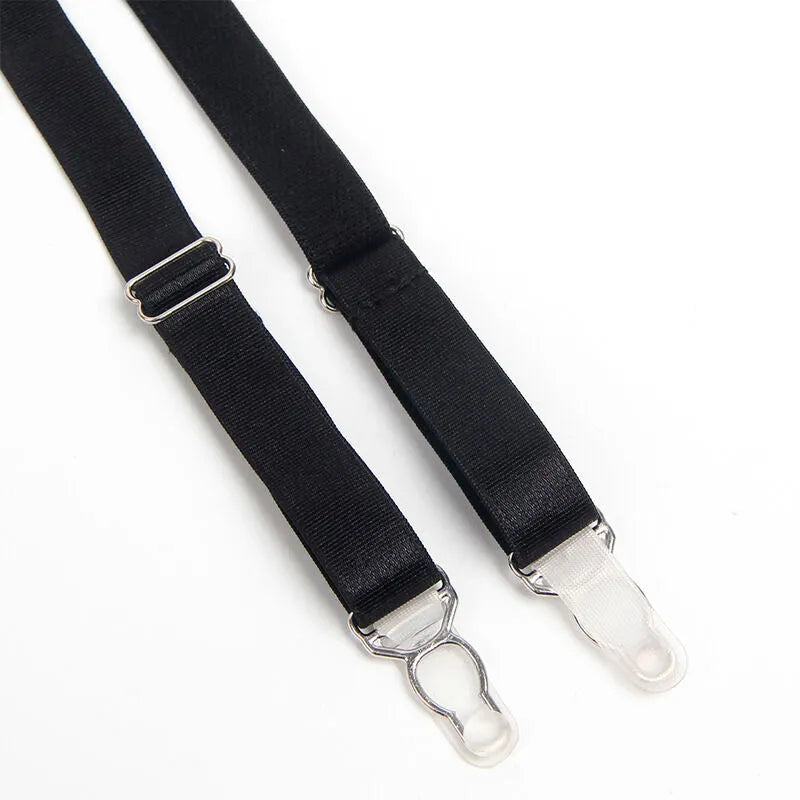 Bretelles réglables noires en satin, finition raffinée, pour ensemble lingerie bondage élégant et sensuel.
