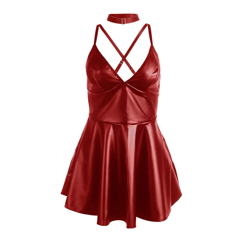 Nuisette sexy bordeaux cuir PU bretelles réglables polyester élasthanne finition luxueuse ajustement surmesure silhouette sculptante confortable audacieuse SUBBLIME