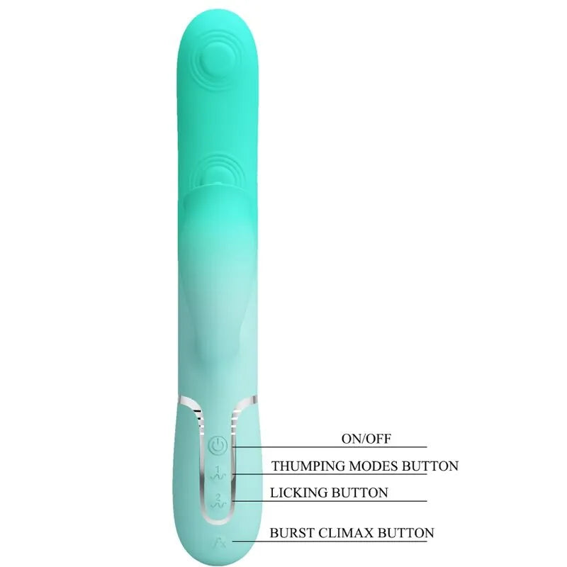 Vibromasseur waterproof silicone vert aqua multi-fonction USB orgasme intense