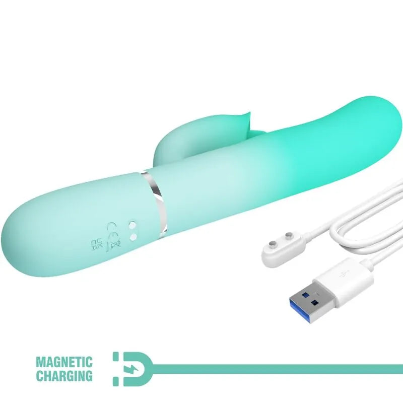 Vibromasseur waterproof silicone vert aqua multi-fonction USB orgasme intense