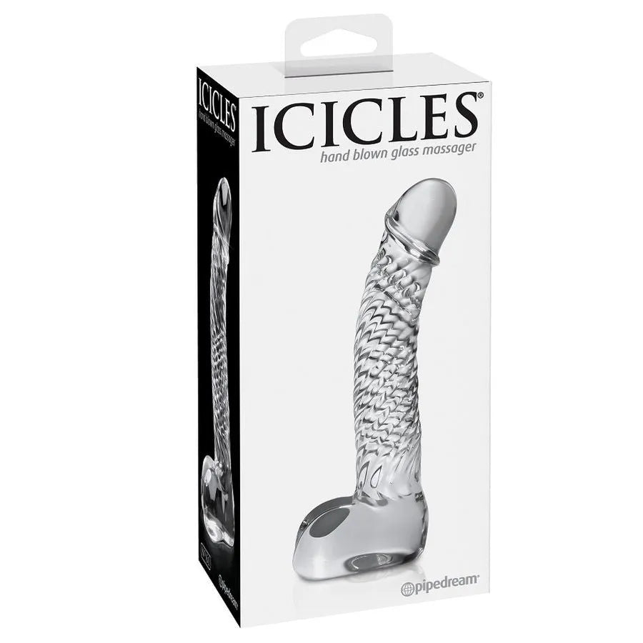 masseur verre luxe ergonomique incurvé tige veineuse stimulation précise pointG pointP sansphtalates hygiénique lisse base plate robuste maniable harnaiscompatible discret