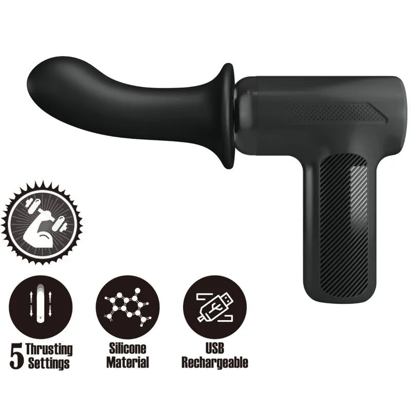 pistolet massage super puissant silicone 5 réglages noir USB Type-C