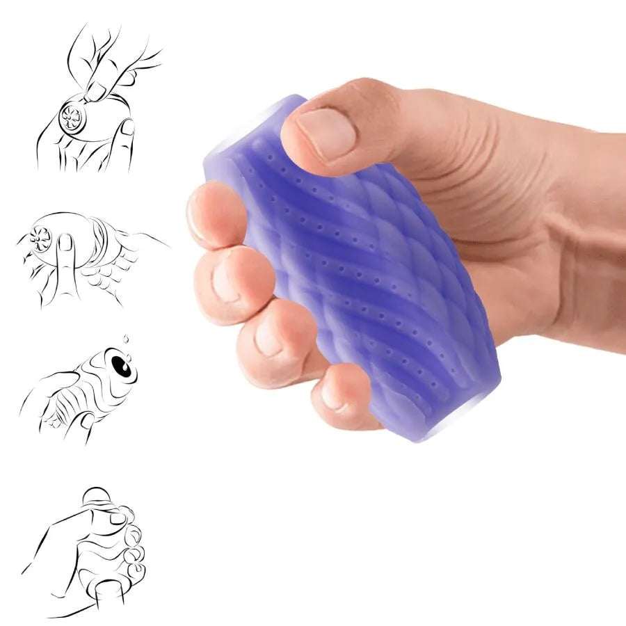 masturbateur homme compact étanche double entrée texture adhérente élastomère thermoplastique souple durable discret nomade nettoyage hygiénique stimulation intense