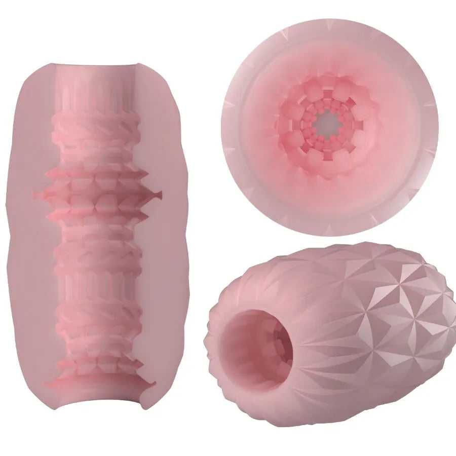 masturbateur masculin étanche TPR superextensible texture ondulée trois tunnels compact voyage ergonomique stimulation personnalisée discret hygiénique douche transportable étui rigide