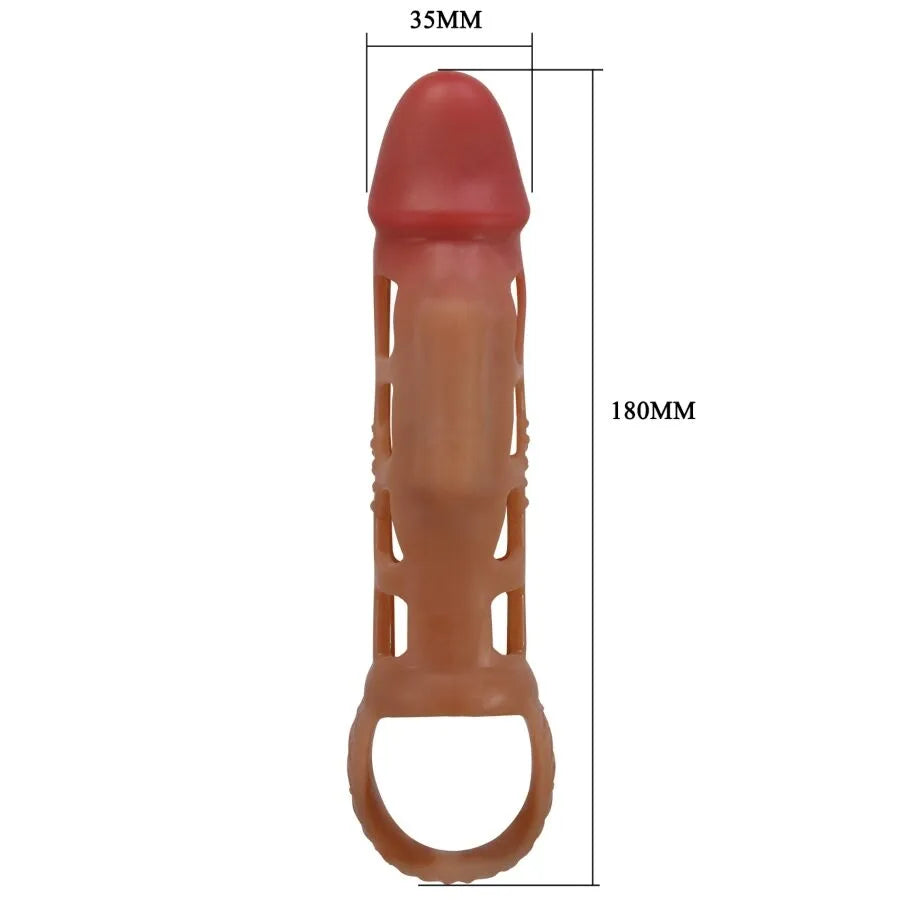manchon pénis vibrant caoutchouc thermoplastique extensible soutien érection texture naturelle anneau billes maintien confort réutilisable stimulant sensations intenses couple
