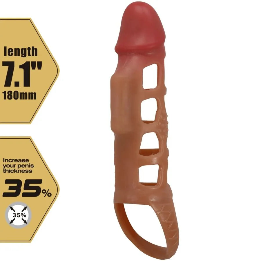 manchon pénis vibrant caoutchouc thermoplastique extensible soutien érection texture naturelle anneau billes maintien confort réutilisable stimulant sensations intenses couple