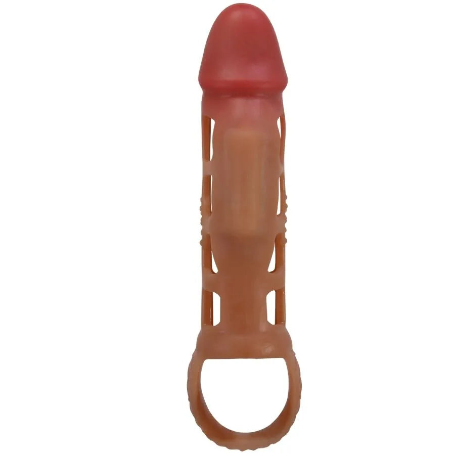 manchon pénis vibrant caoutchouc thermoplastique extensible soutien érection texture naturelle anneau billes maintien confort réutilisable stimulant sensations intenses couple