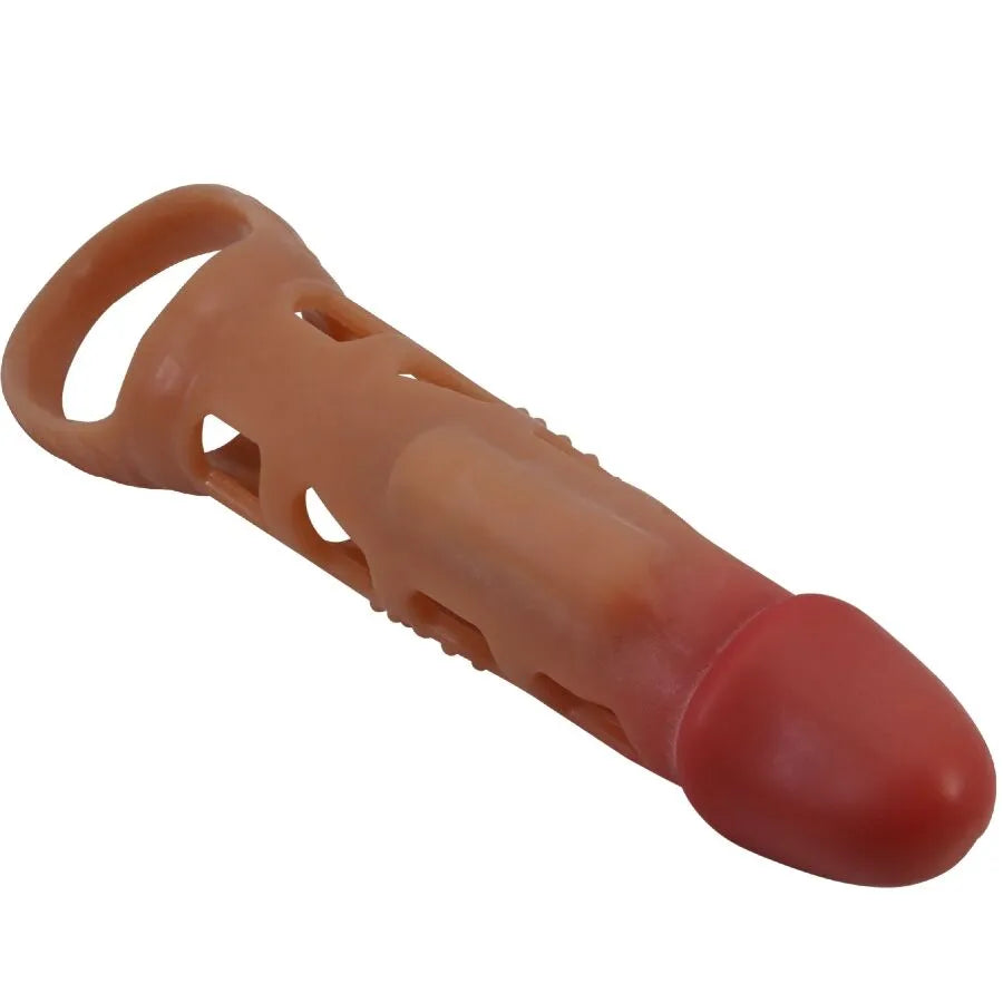 manchon pénis vibrant caoutchouc thermoplastique extensible soutien érection texture naturelle anneau billes maintien confort réutilisable stimulant sensations intenses couple