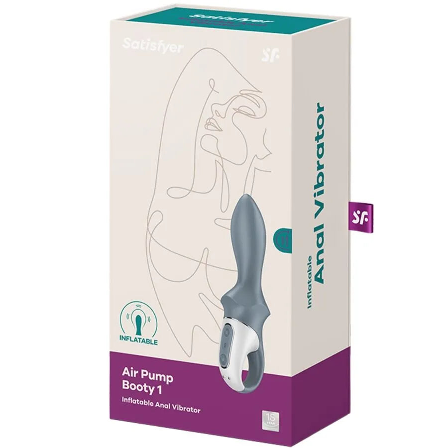 vibromasseur anal gonflable silicone rechargeable 12 vibrations gris pour utilisateurs expérimentés