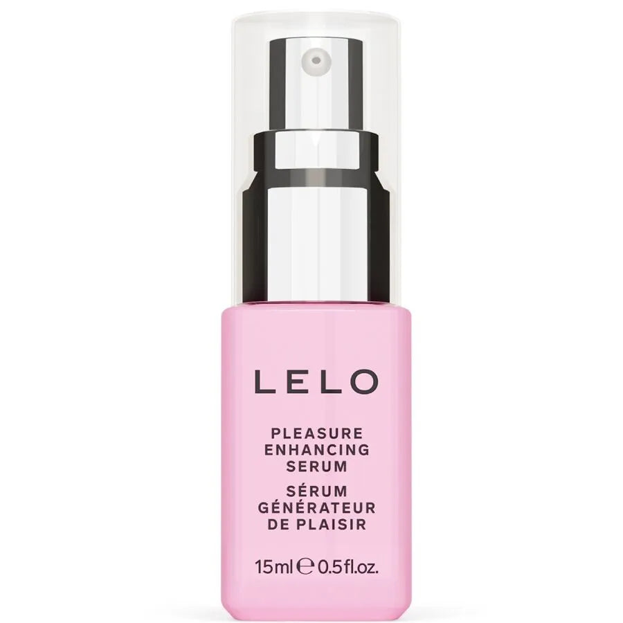 Flacon rose de 15ml de gel stimulation externe vaginale bio, intensifiant, réchauffant, avec pompe argentée.