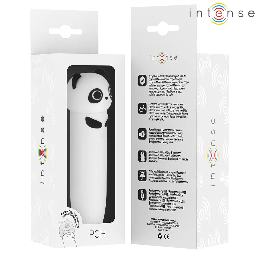 Bullet vibrant panda blanc en silicone médical, étanche, rechargeable USB, 8 modes de vibrations, design adorable et perfo...