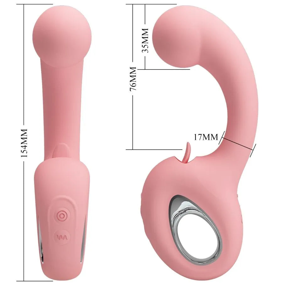 Masseur silicone médical ergonomique compact rechargeable dix vibrations cinq léchages stimulation clitoridienne double intense doux hygiénique silencieux nomade discret