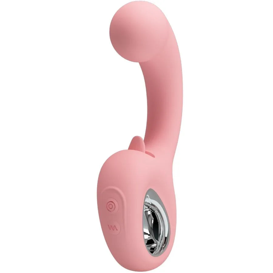 Masseur silicone médical ergonomique compact rechargeable dix vibrations cinq léchages stimulation clitoridienne double intense doux hygiénique silencieux nomade discret