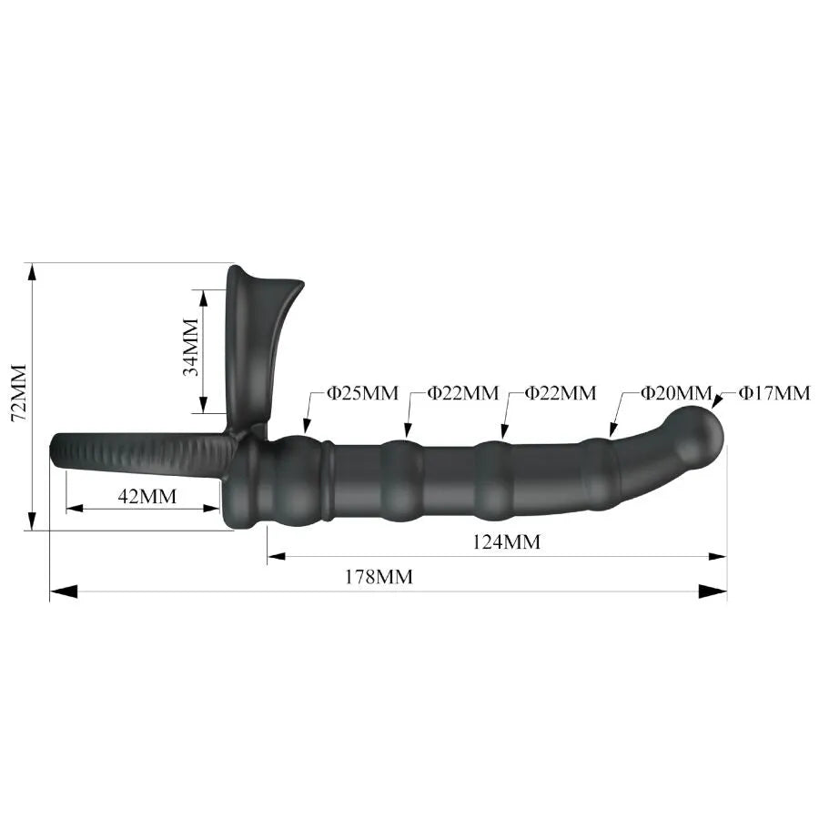 Anneau pénien vibrant noir en silicone, double pénétration, 10 vibrations, moteur puissant, design ergonomique et discret.