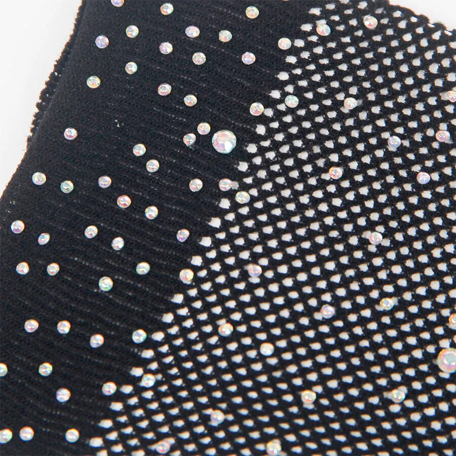Gants noirs pailletés avec strass scintillants, élégants et sophistiqués, pour soirées glamour, taille S M.