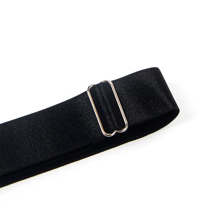 Anneaux de jambe en cuir synthétique noir avec boucles réglables, sangles élastiques, élégants et sophistiqués.
