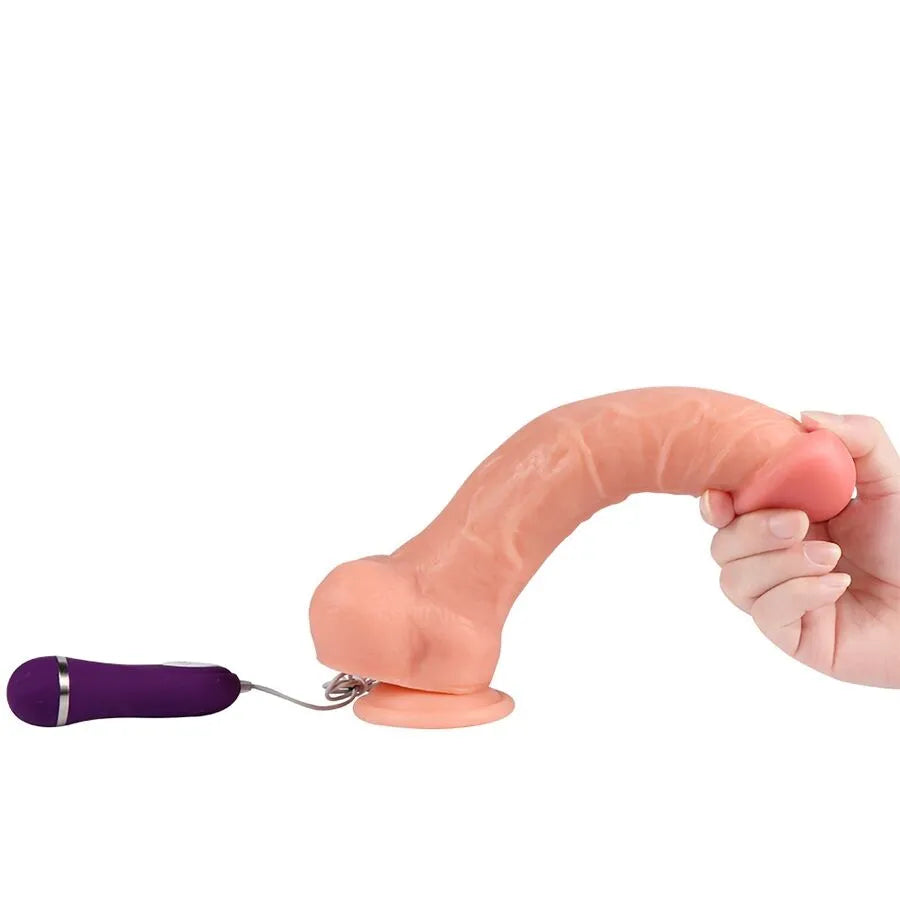 Gode vibrant réaliste en silicone rose avec télécommande violette, hypoallergénique, étanche, stimulation intense.