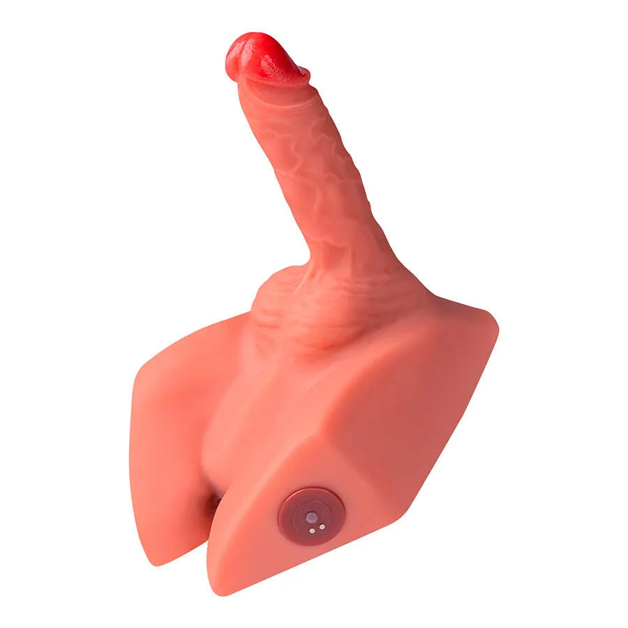 masturbateur gode réaliste silicone TPE double stimulation poussée automatique anale frontale télécommande rechargeable silencieux hypoallergénique anatomique