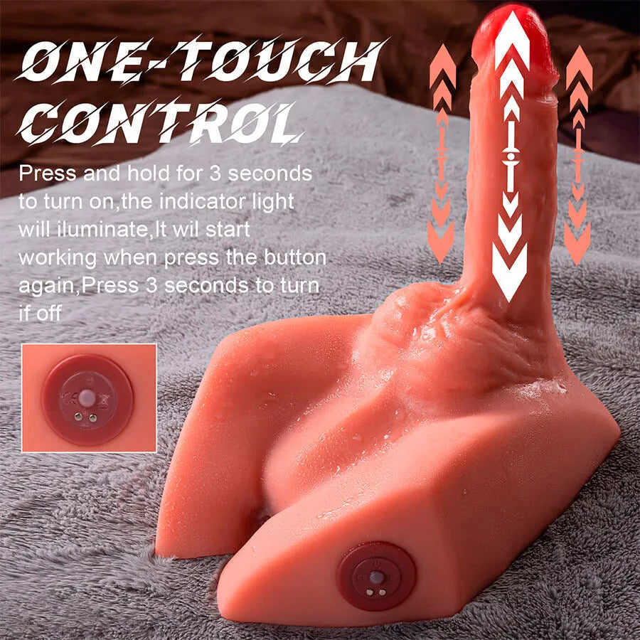masturbateur gode réaliste silicone TPE double stimulation poussée automatique anale frontale télécommande rechargeable silencieux hypoallergénique anatomique